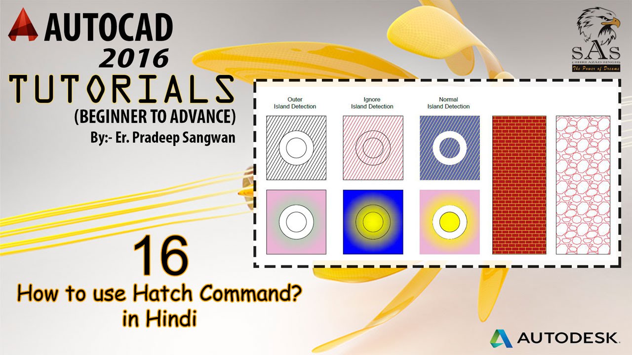 Autocad 2016 - Tutorial for Beginners : 16. How to use Hatch Command