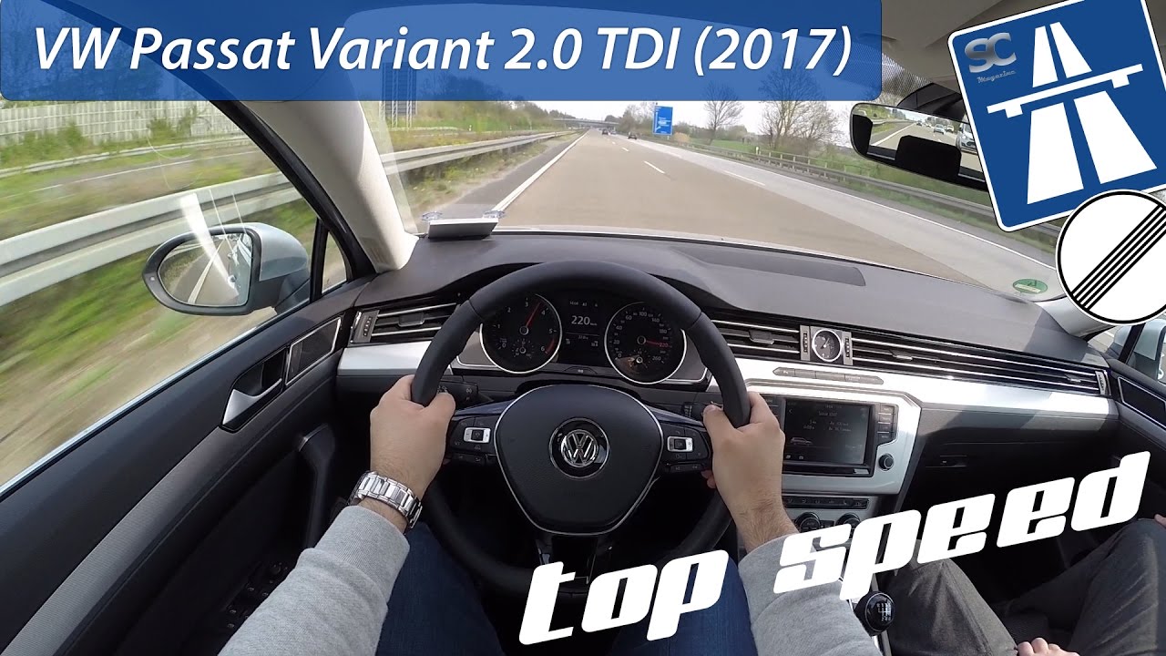 VW Passat Variant 2.0 TDI (2017) on German Autobahn - POV Top Speed Drive