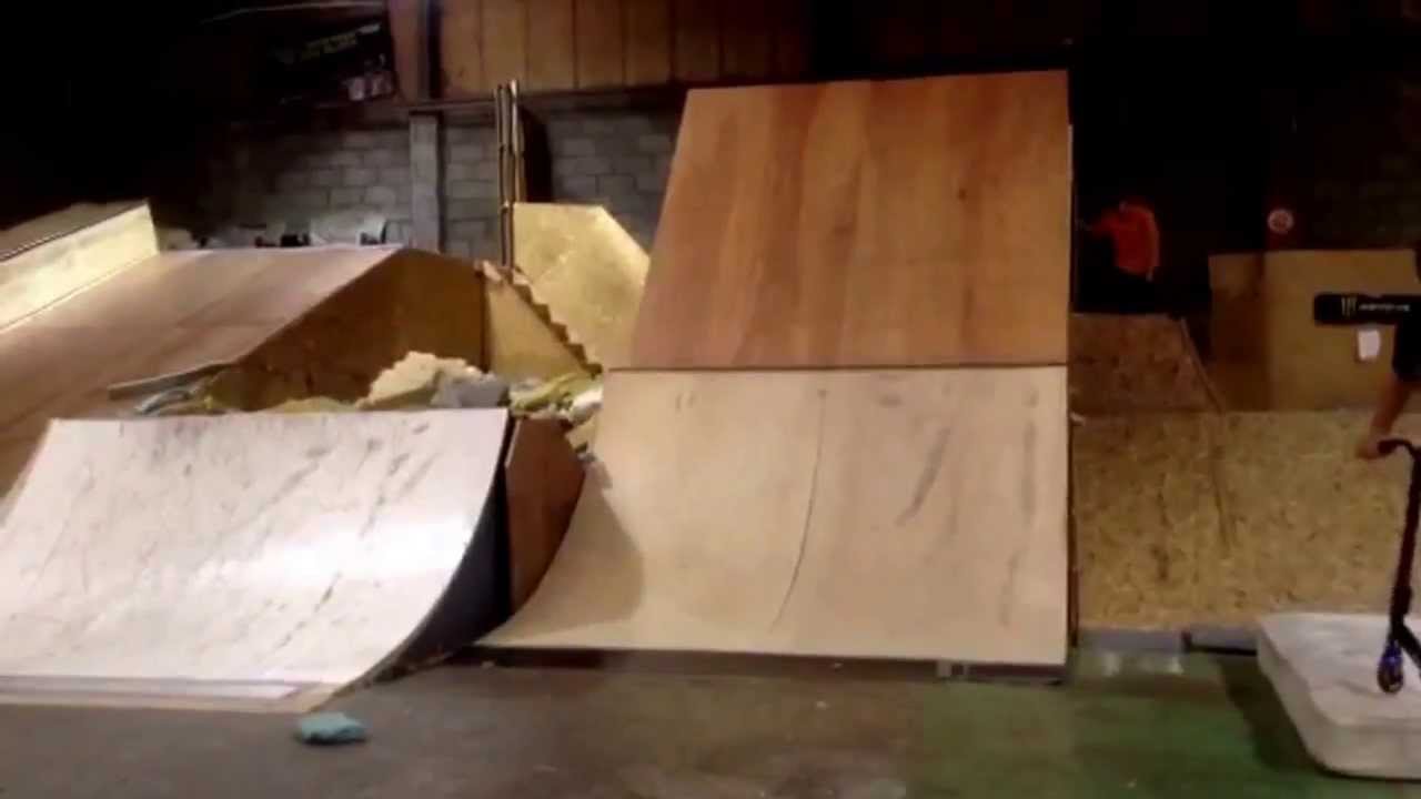 Jake Lowe flare on scooter attempt at fear and rolling skate park Newport
