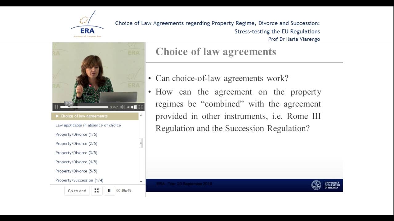 Choice of Law Agreements regarding Property Regime, Divorce and Succession