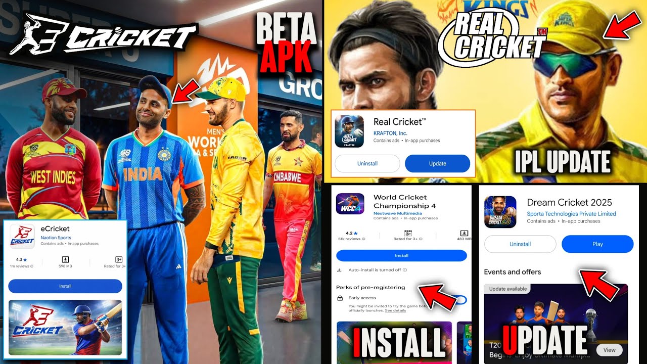 E Cricket Finally 😱 Real Cricket 4.7 Update 🥳 WCC4 Download 😍 Dream cricket 25 Update