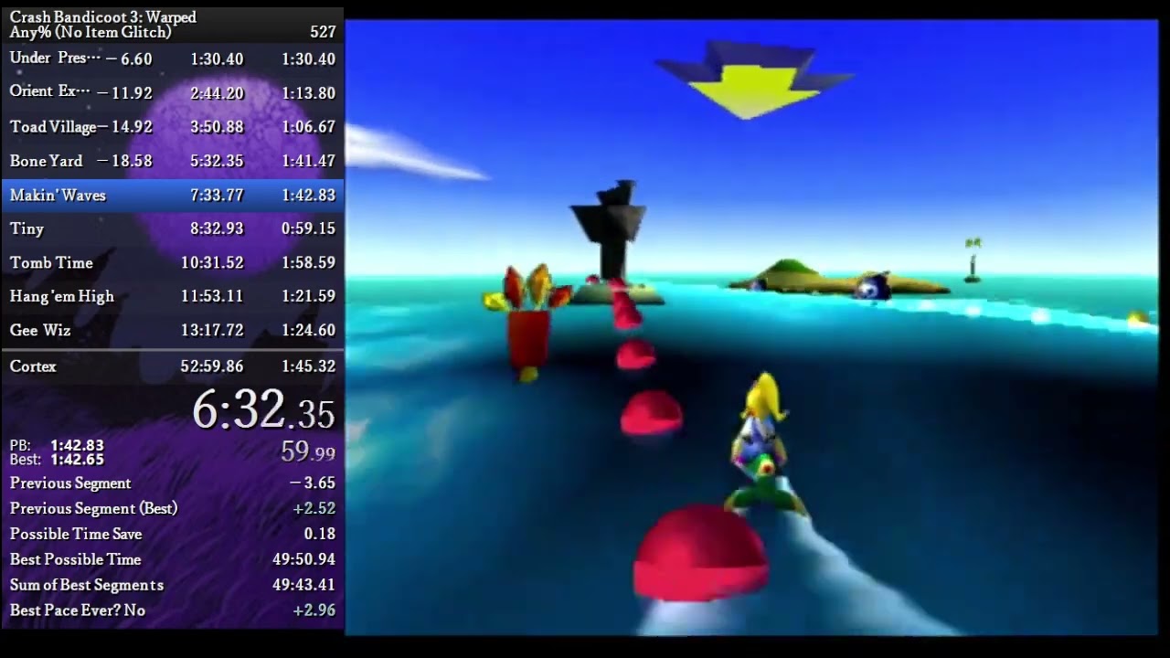 Crash 3 Any% No IG Speedrun in 50:12