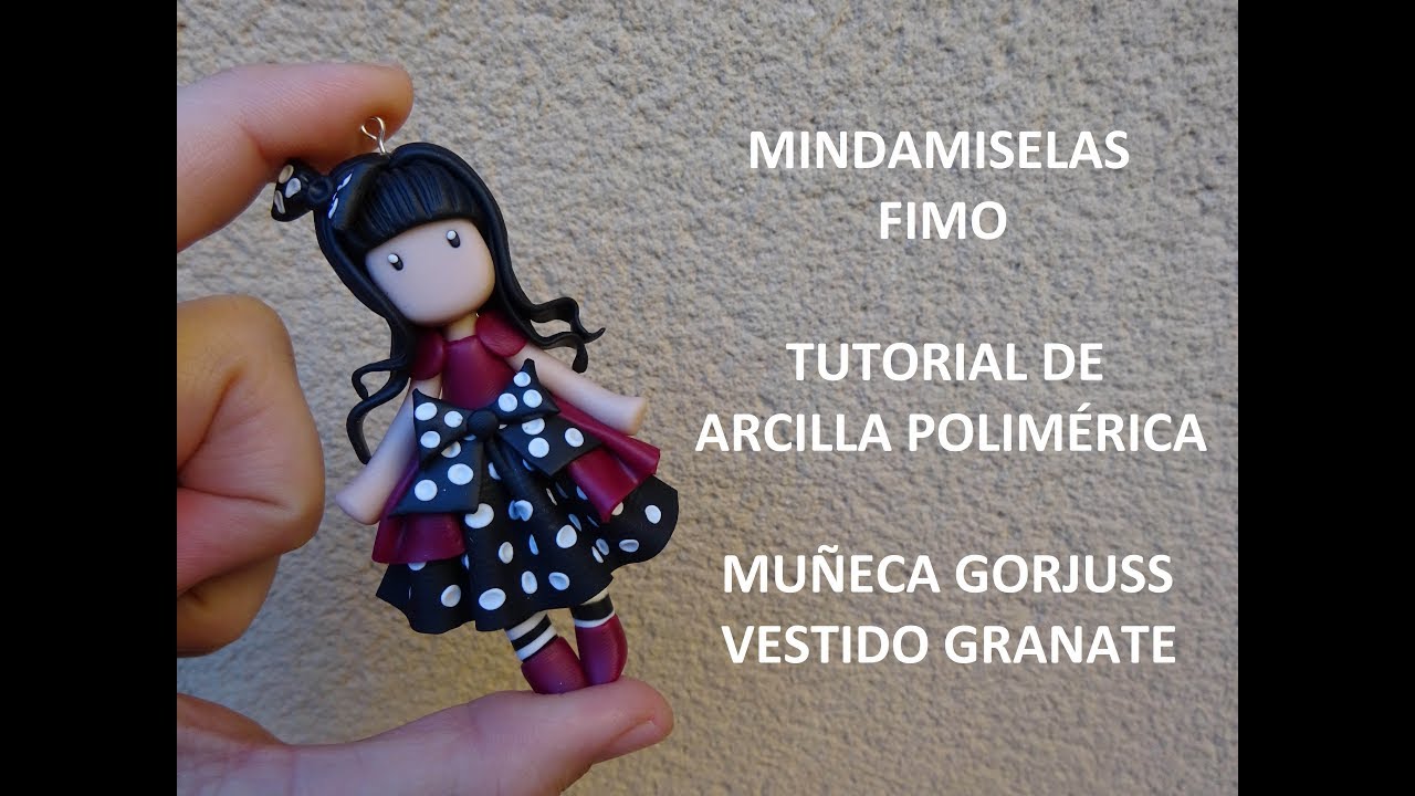 TUTORIAL DE FIMO DE COMO HACER MUÑECA ESTILO GORJUSS VESTIDO GRANATE