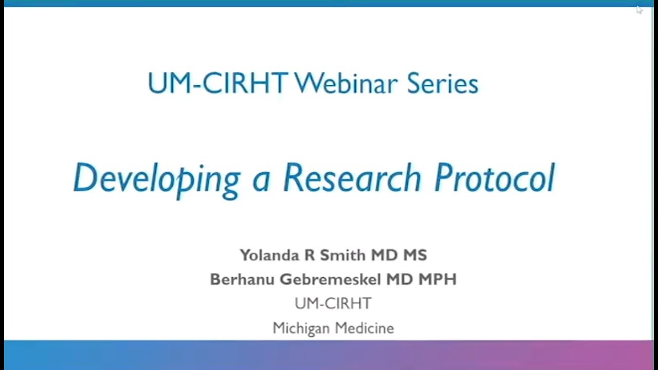 Developing a Research Protocol