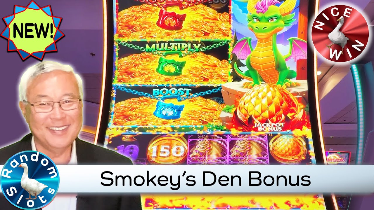 Lucky Triple Gold Smokey's Den Slot Machine Nice Bonus
