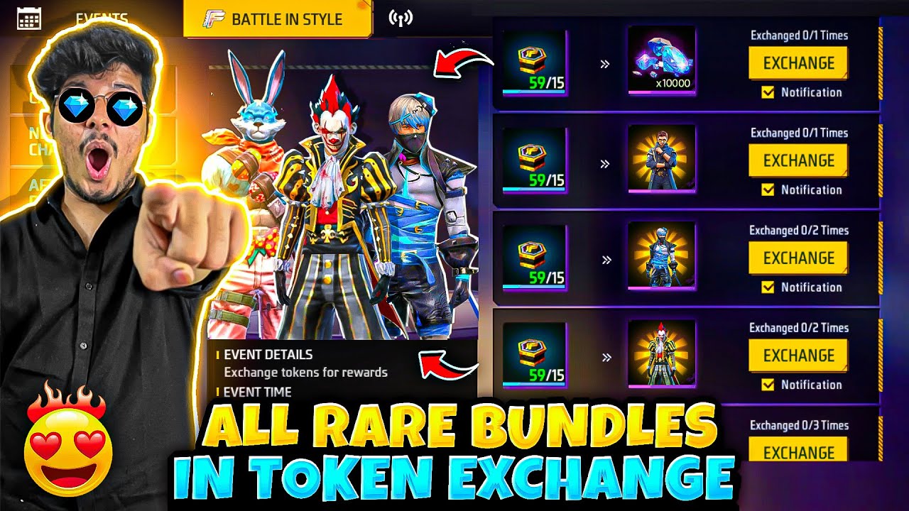 Free Fire I Got All Rare And New Bundles 😍 In Token Exchange😱 Rare Collection -Garena Free Fire