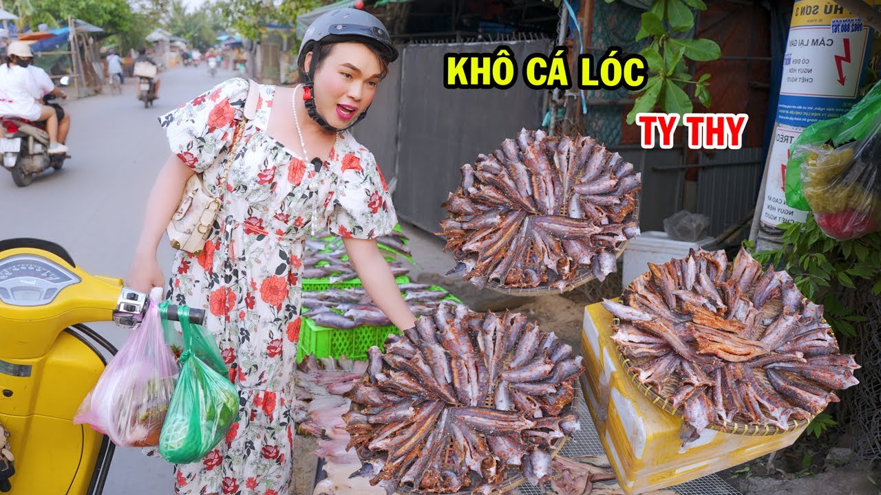 Ty Thy đi mua khô cá lóc, sầu riêng ngon quá - Ty Thy Vlog Gỏi đu đủ
