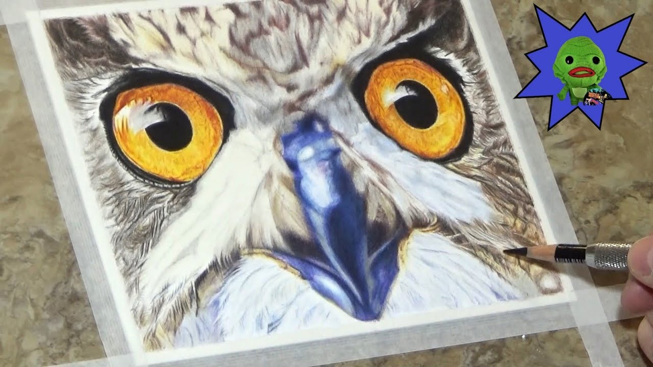 Eagle Owl (Time Lapse Colored Pencil Sketch)