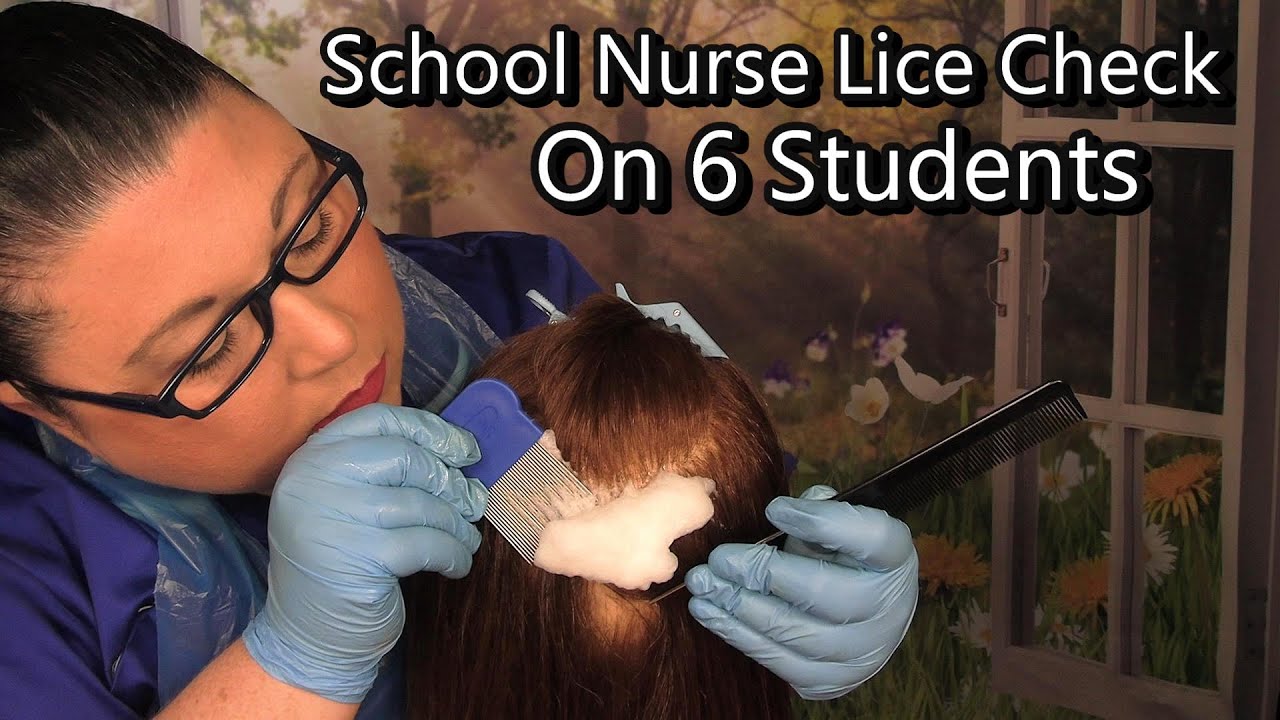ASMR School Nurse Lice Check on 6 Students but 3 infested (Lice Treatment, Lice Removal) Medical RP