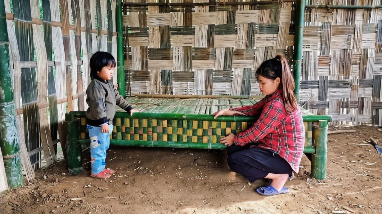 Single Mother Builds a New Life in the Forest | Handcrafting a Strong Bamboo Bed.