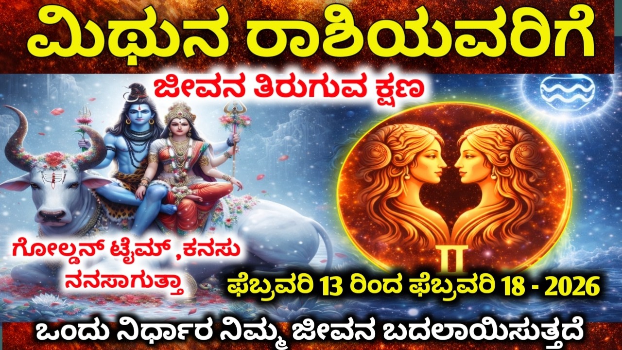 ಮಿಥುನ ರಾಶಿ : ಫೆಬ್ರವರಿ 13–16, 2026 | ವಿಶ್ವದಿಂದ ಬಂದ ಮಹಾ ಸಂದೇಶ !ಹಳೆಯ ನೋವು ಅಂತ್ಯ | Mithuna rashi 2026
