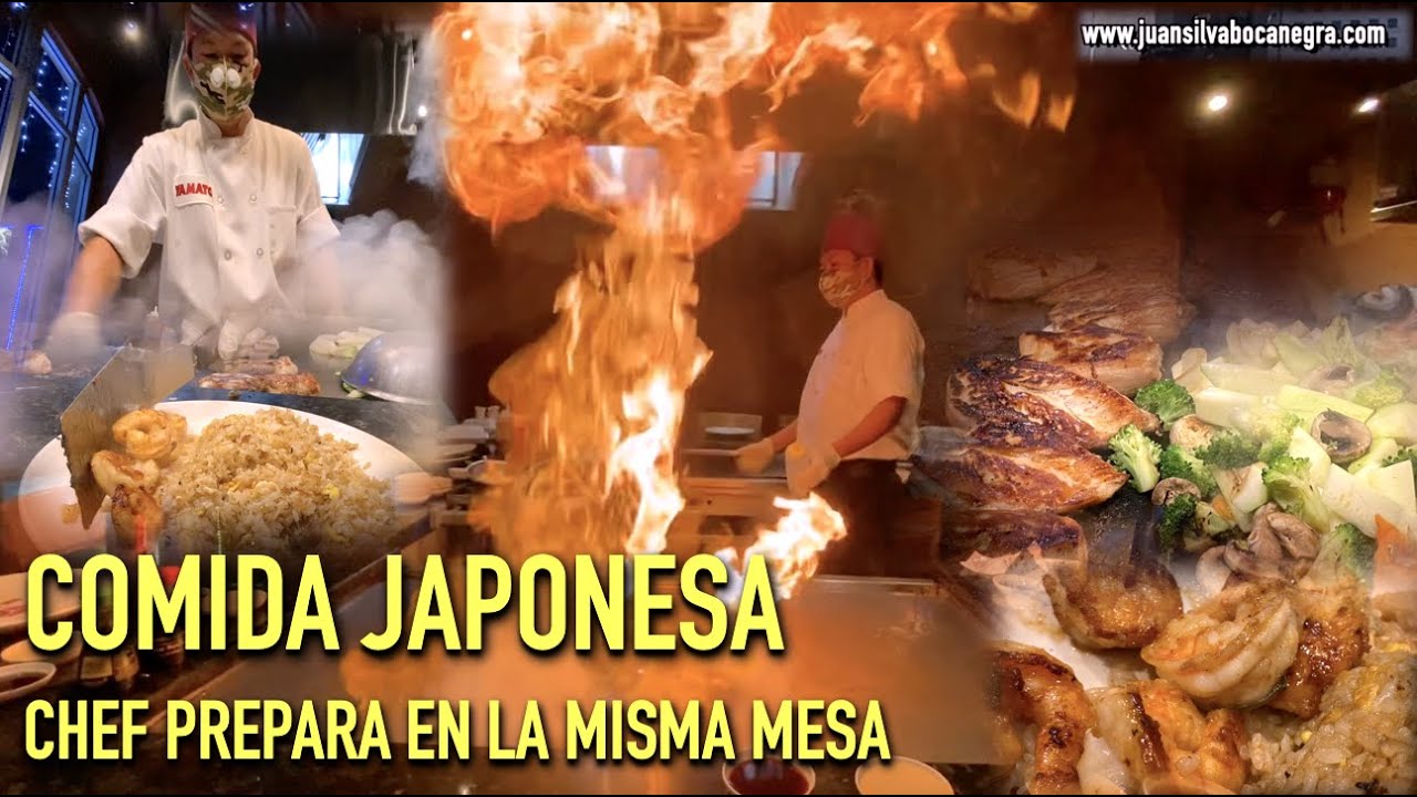 COMIDA JAPONESA PREPARADA FRENTE A LA MESA DE LOS CLIENTES... CHEF COCINA EN TEPPANYAKI