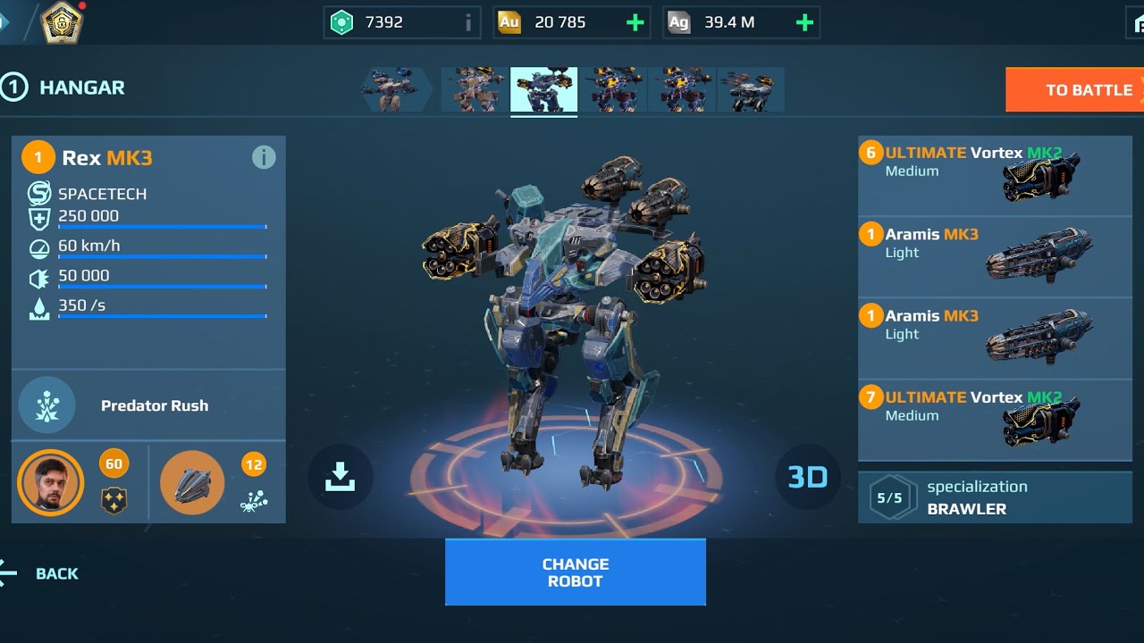 Rex Aramis Vortex Ultimate | War Robots Gameplay 