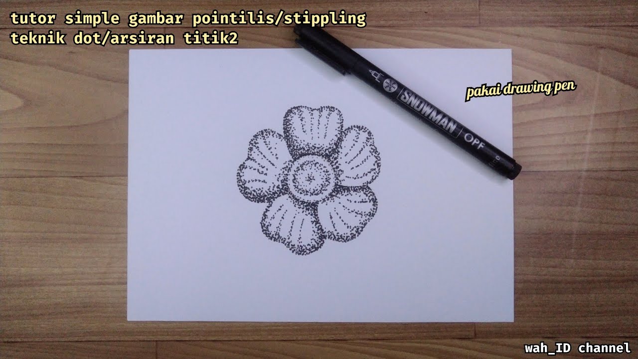 gambar kelopak bunga simpel | tutor gambar teknik pointilis/stippling/ arsir titik2