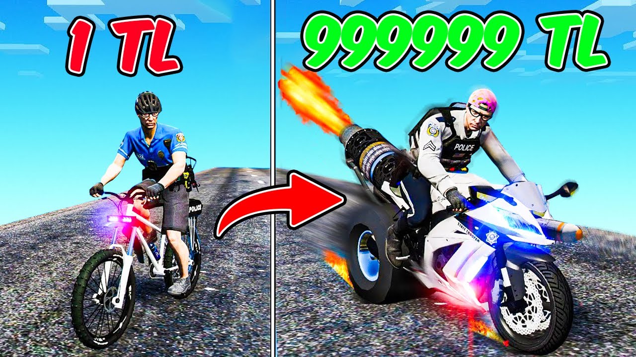HER KAZA YAPTIĞIMDA POLİS MOTORSİKLETİM BÜYÜYOR 🚨 - GTA 5 MODS