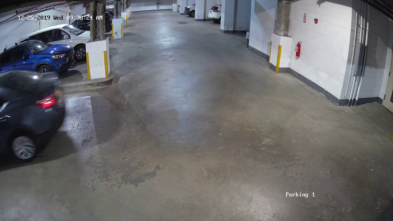 Car in parking Garage - Parking garage security camera system