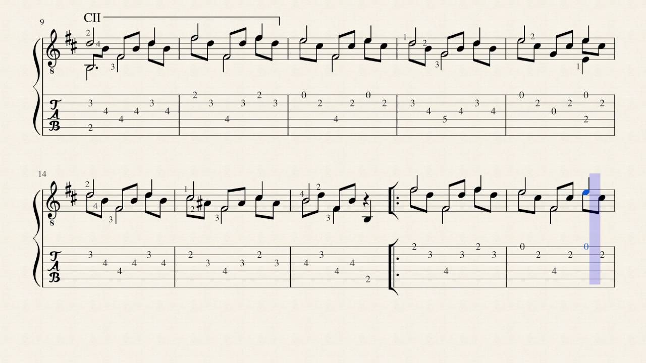 Etude n°22 op.35 - Fernando Sor (1778 - 1839) Tablature