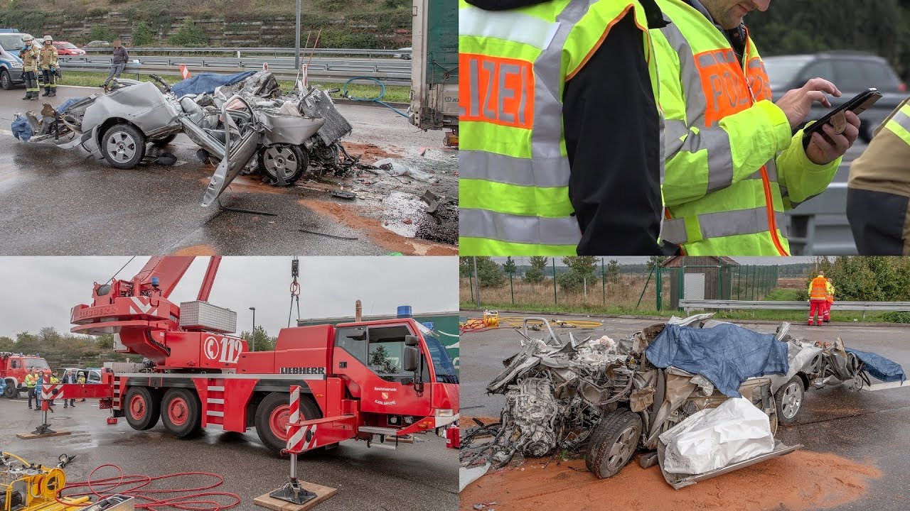 TÖDLICHER UNFALL: PKW RAST AUF RASTHOF UNTER LKW | FEUERWEHR mit KRAN im EINSATZ | + GAFFER