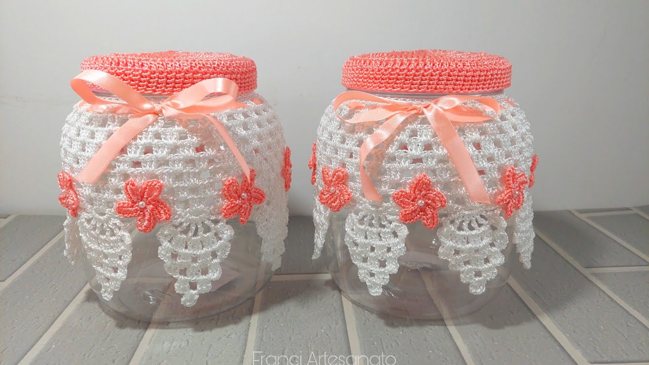 CAPA DE CROCHÊ PARA POTE DE PLÁSTICO | fácil e rápido de fazer 😍