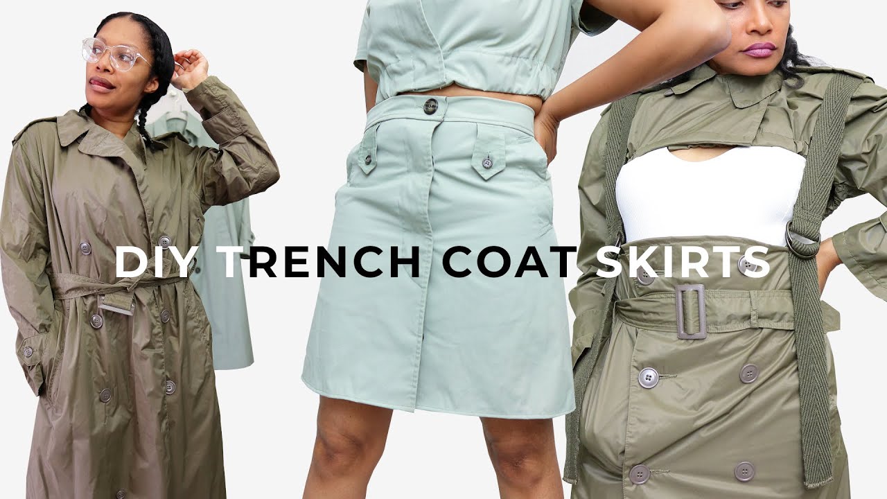 DIY Designer Trench Coat Skirts for MOST Amazing 2 Piece Sets! | Upcycle #WithMe
