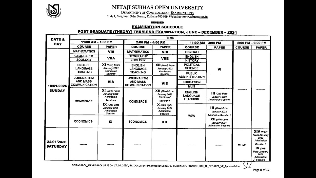NSOU PG FINAL ROUTINE 2025 ll NSOU PG ROUTINE EXAM 2025 ll nsou pg revised exam routine 2025 l #nsou