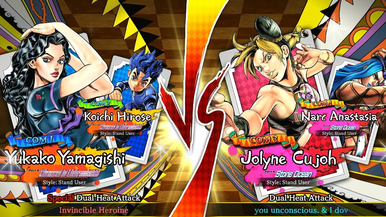 Jojo EOH Yukako and Koichi vs Jolyne and Anasui