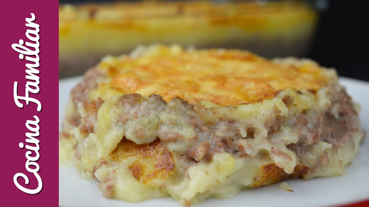 Pastel de carne gratinado con puré de patatas | Recetas caseras de Javier Romero cocina familiar