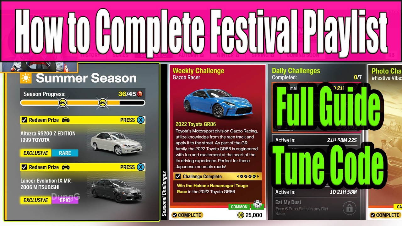 Forza Horizon 6 How to Complete Festival Playlist Summer Season Series 1 Full Guide, Tune Code