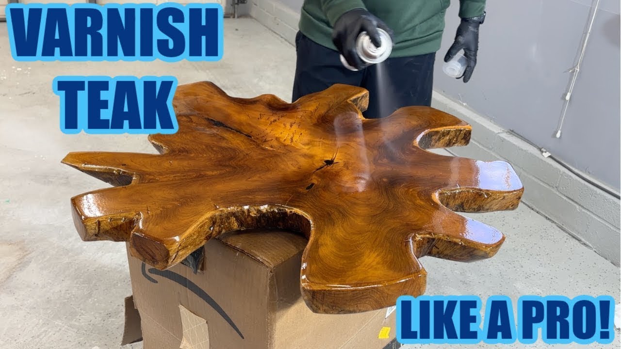 Pettit Paint - Teak Table finished with Pettit Captain's Varnish 1015 Aerosol