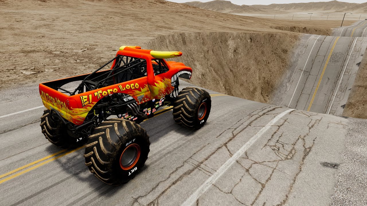 Monster Truck and Cars Vs Giant Pit || BeamNG.drive