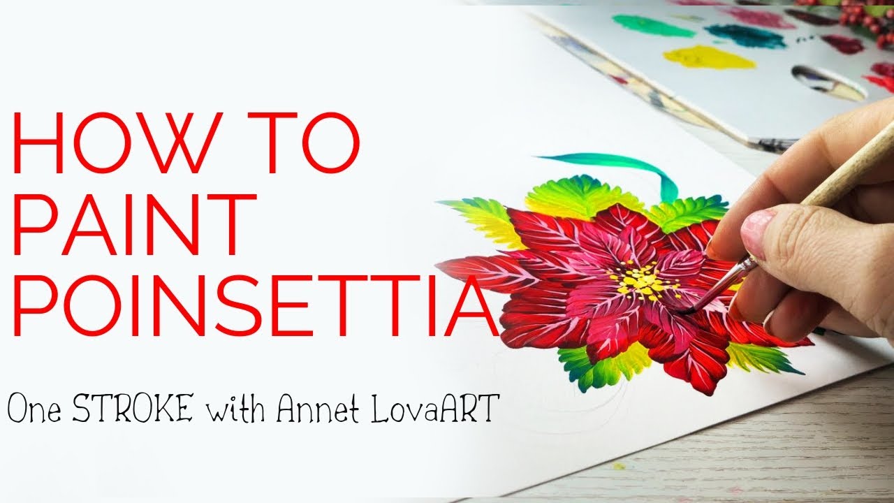 How to Paint Poinsettias flower | ONE STROKE | Tutorial