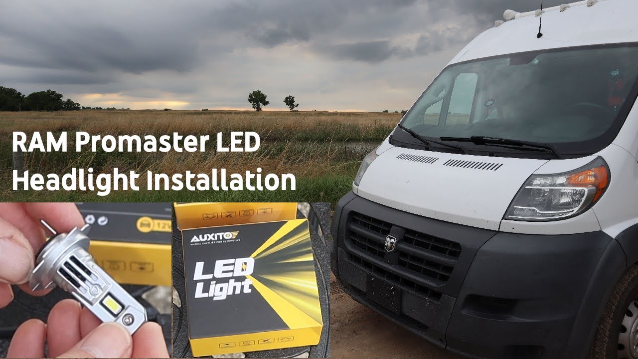 Dodge RAM Promaster installing and upgrading to AUXITO LED headlights H7