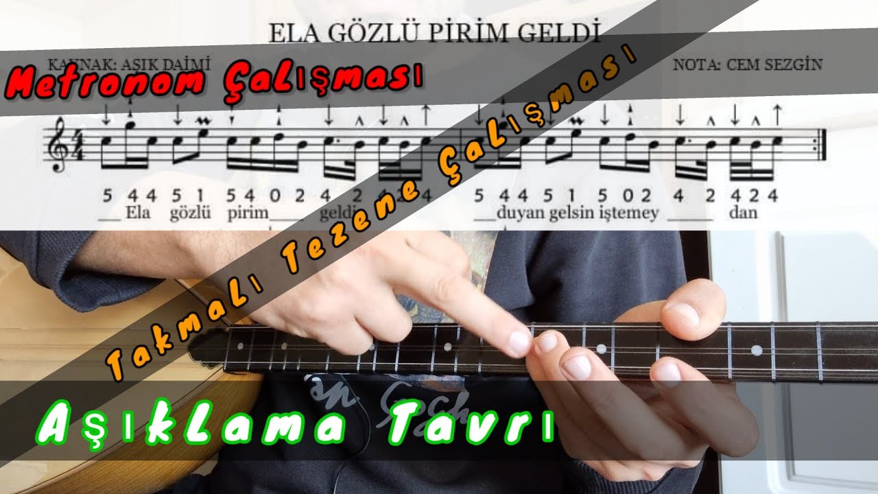 ELA GÖZLÜ PIRIM GELDİ #solfej Takmalı Tezene, Aşıklama Tavrı & metronom çalışması