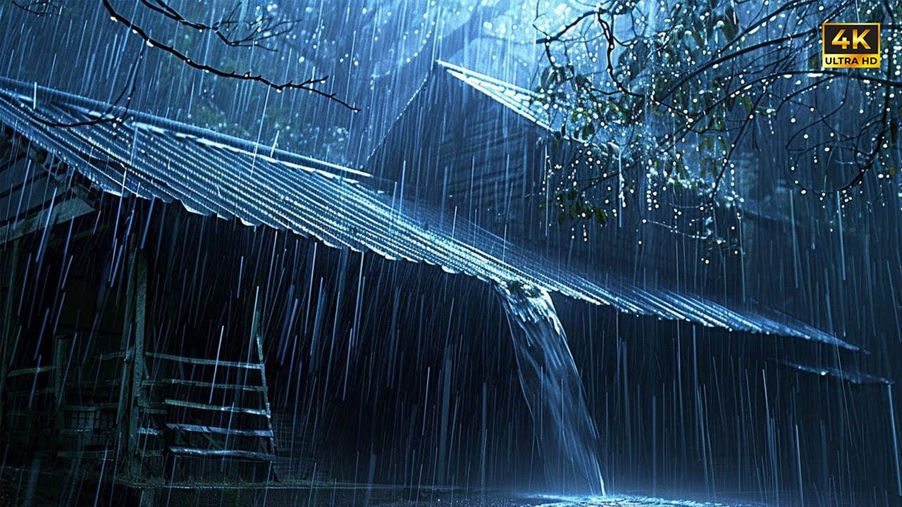 End Sleepless Nights in 3Minutes with Growling Rain & Booming Thunder on a Rickety Tin Roof at Night