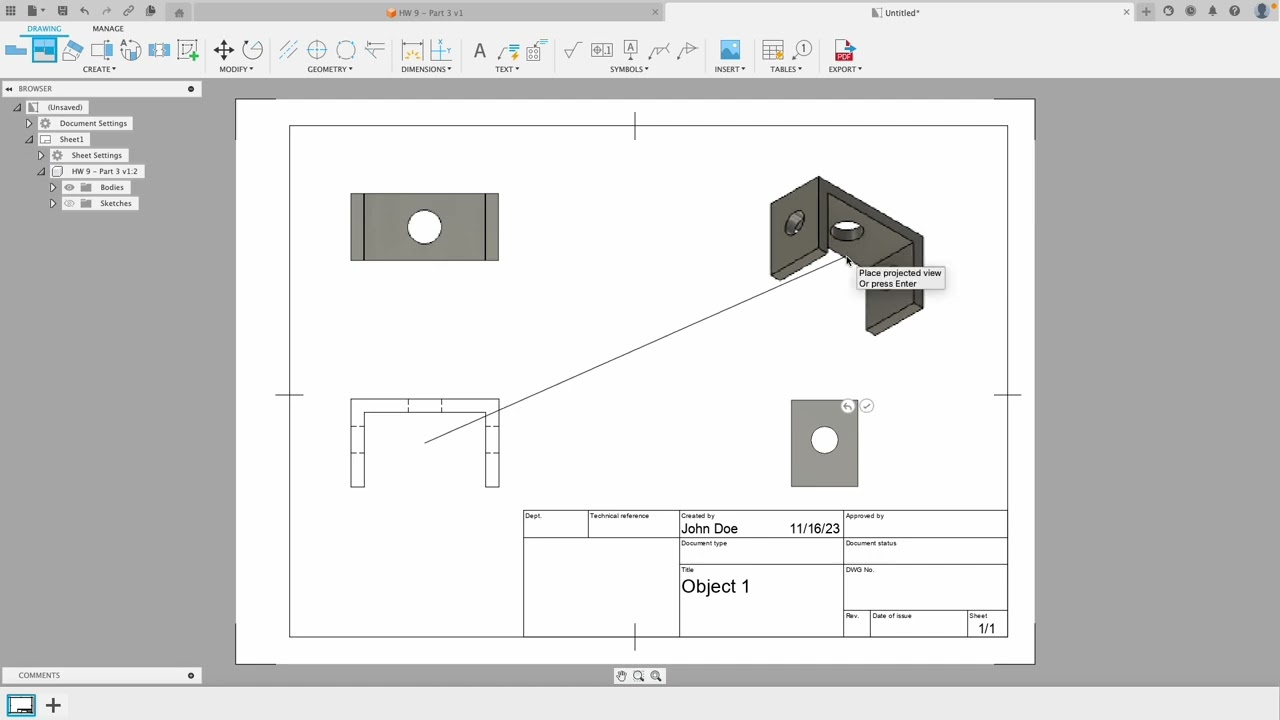 Fusion 360 - How To Create Orthographic Drawing From Design
