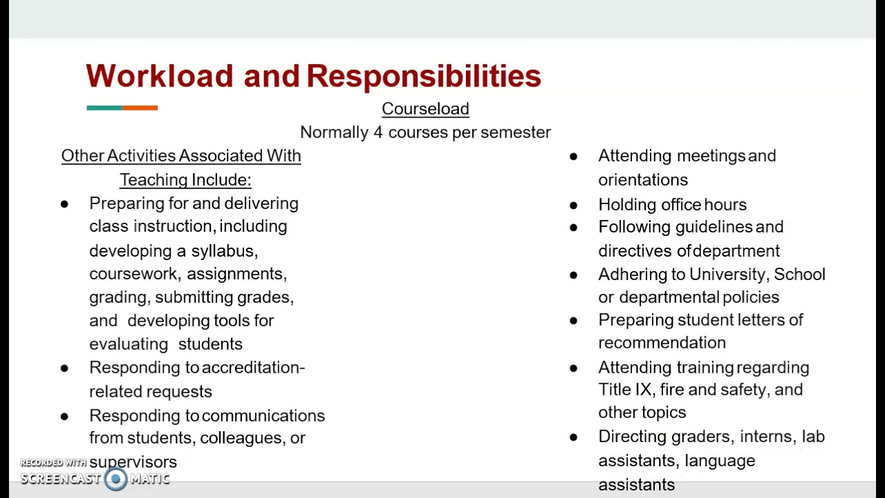 Full-time instructor Roles and Responsibilities