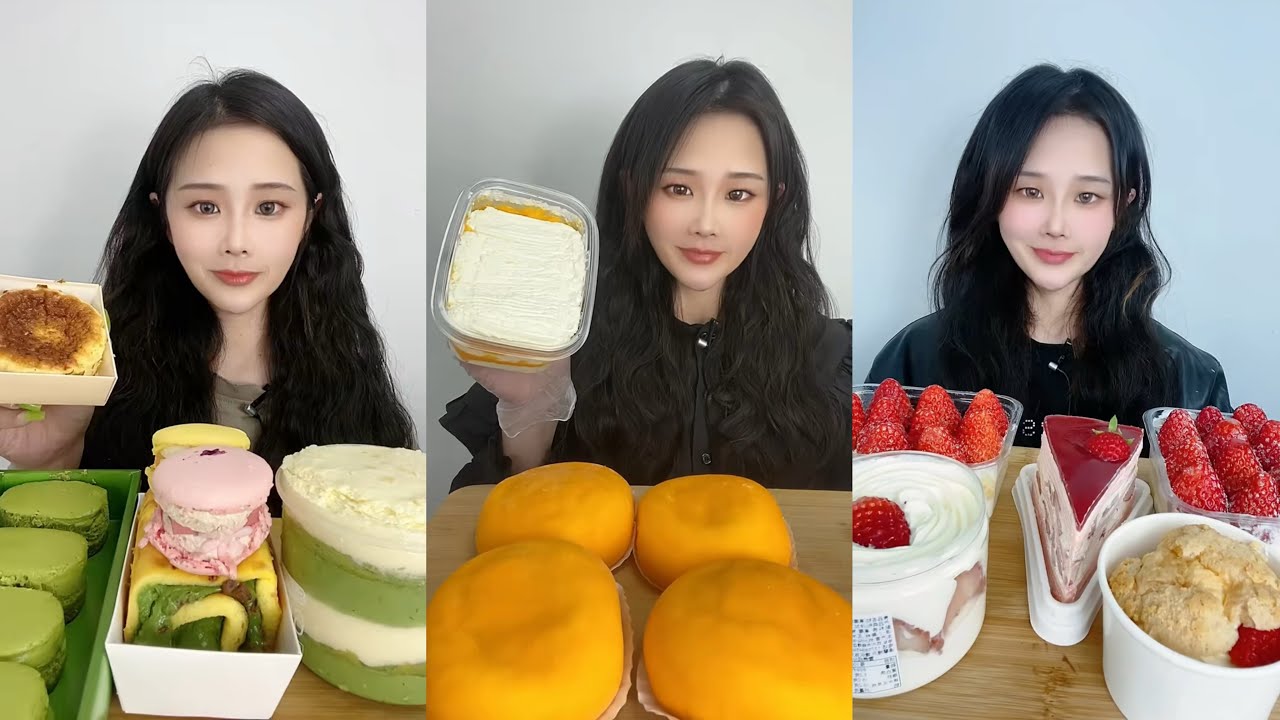 [ASMR] Dessert Mukbang (Cream Cake + Cup Cake + Mochis ) 디저트 먹방 🍰 | Eating Sounds