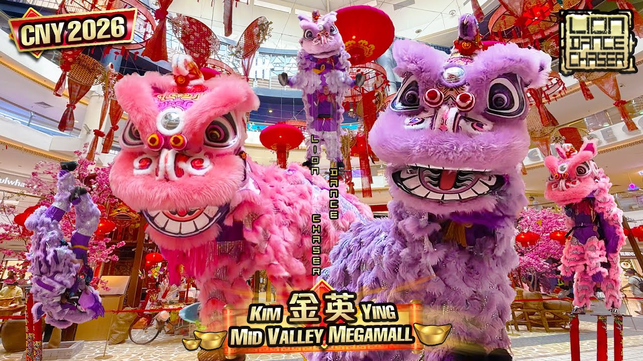 CNY 2026 | Acrobatic Lion Dance 360° Side Flip |  高桩萌狮 360° 侧空翻 难度高桩 高空弹跳 刺激尖叫 | Mid Valley Megamall