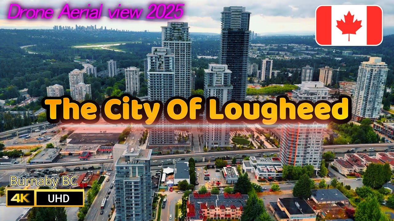 Центр города Лохид, Бернаби, Канада, съёмка с дрона 4K