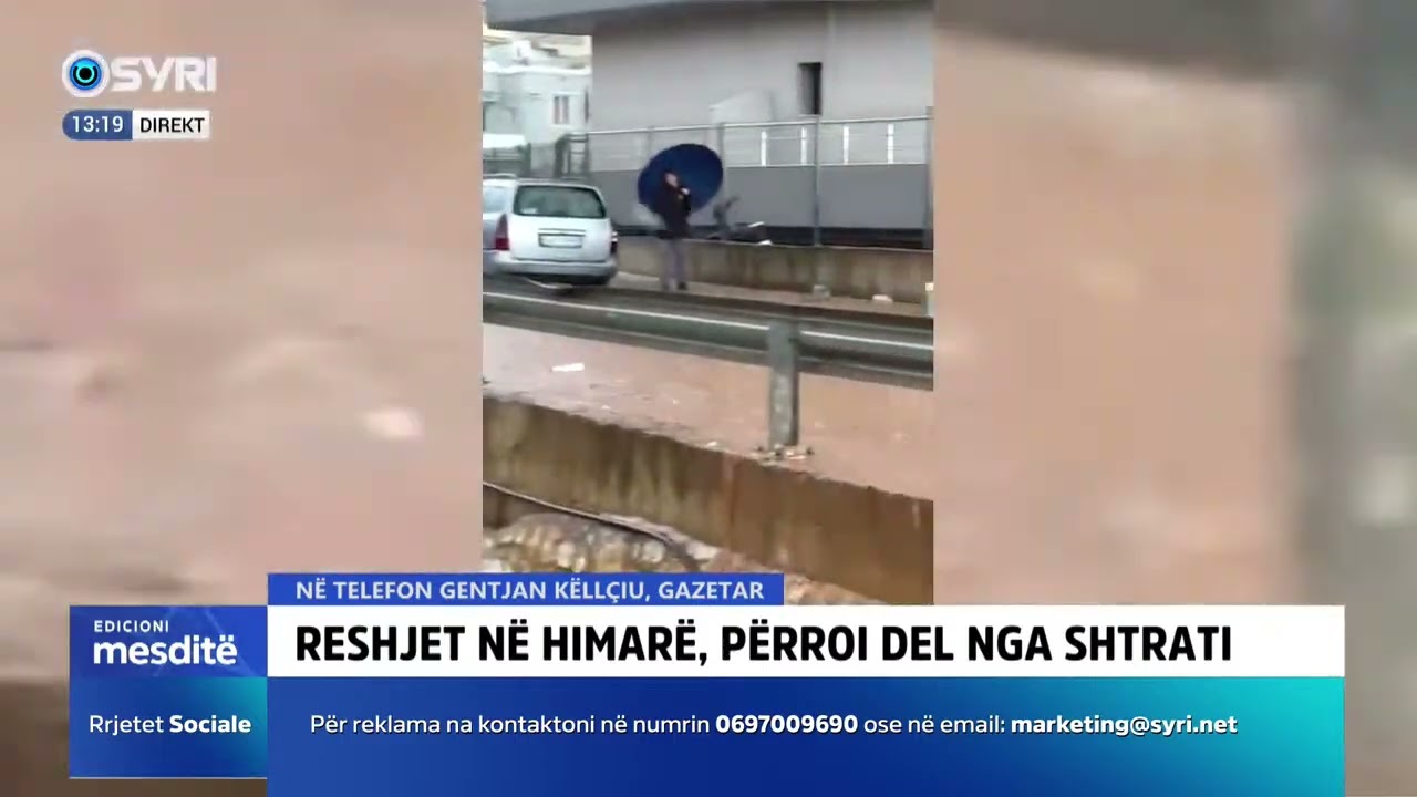 Reshjet e shiut përmbytin Himarën, del nga shtrati përroi