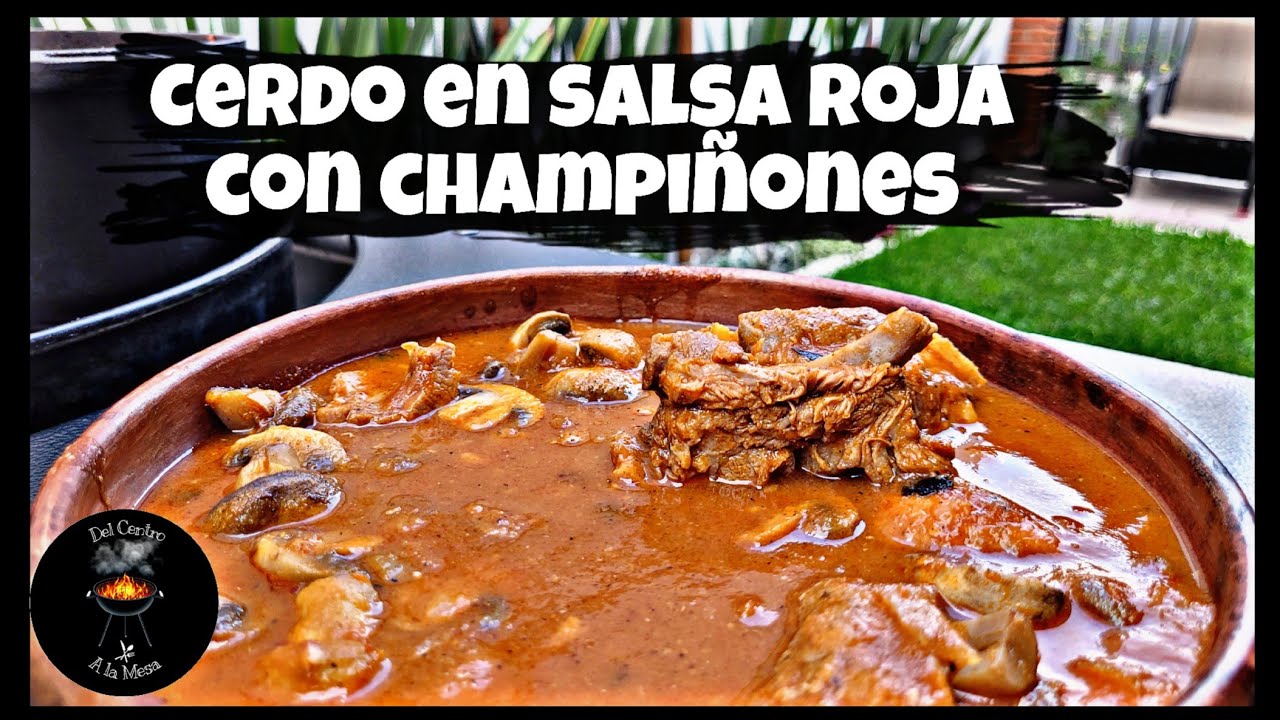 CARNE DE PUERCO EN SALSA ROJA | CON CHAMPIÑONES