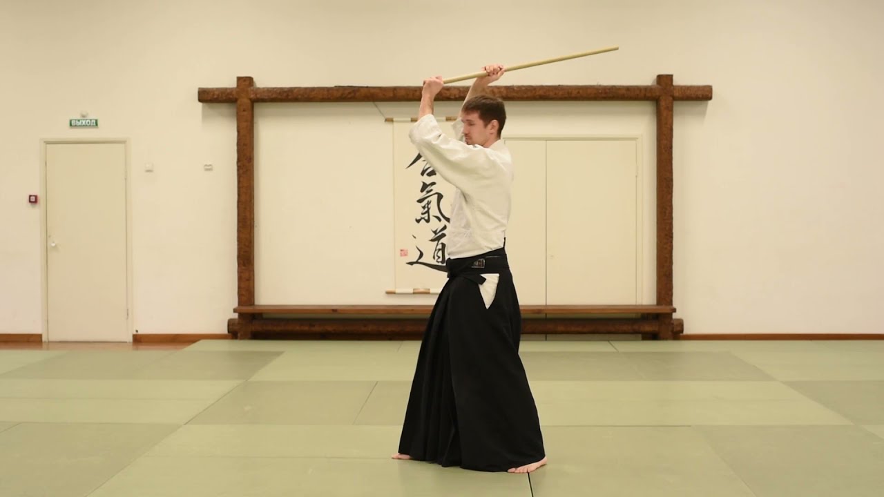 айкидо. базовые движения с дзе - шомэн учикоми | aikido. JO basic movements. shomen uchikomi