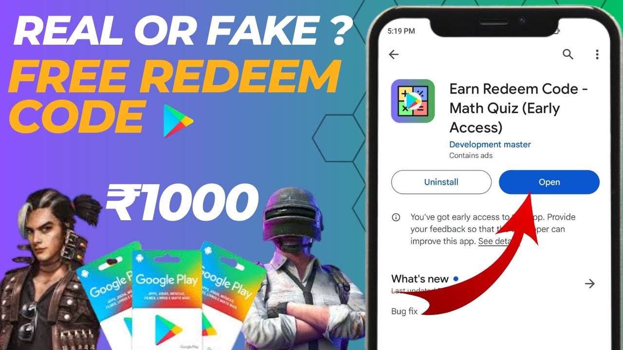 Earn Redeem Code Math Quiz App Real Or Fake | Free Redeem Code | New Redeem Code App