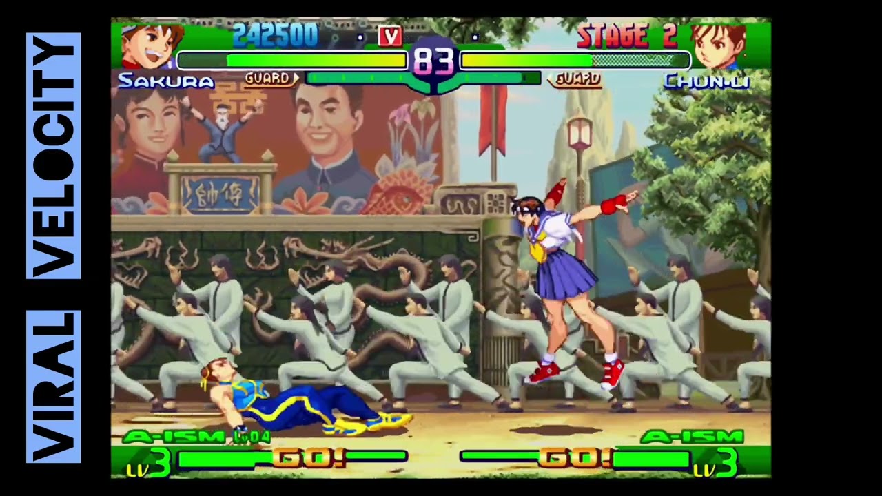 Jugando a Street fighter Alpha 3 de PS1