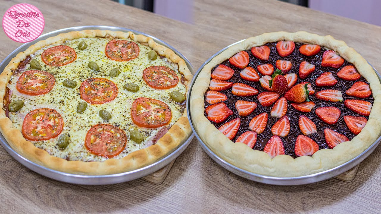 PIZZA ECONOMICA | RENDE DUAS PIZZAS GRANDES | DOCE E SALGADA NA MESMA MASSA | RECEITAS DA CRIS