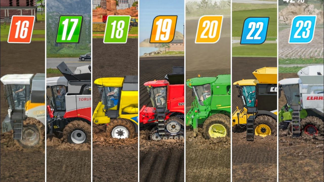 Fs16 Vs Fs17 Vs Fs18 Vs Fs19 Vs Fs20 Vs Fs22 Vs Fs23 | Harvester Stuck In Mud | Timelapse 