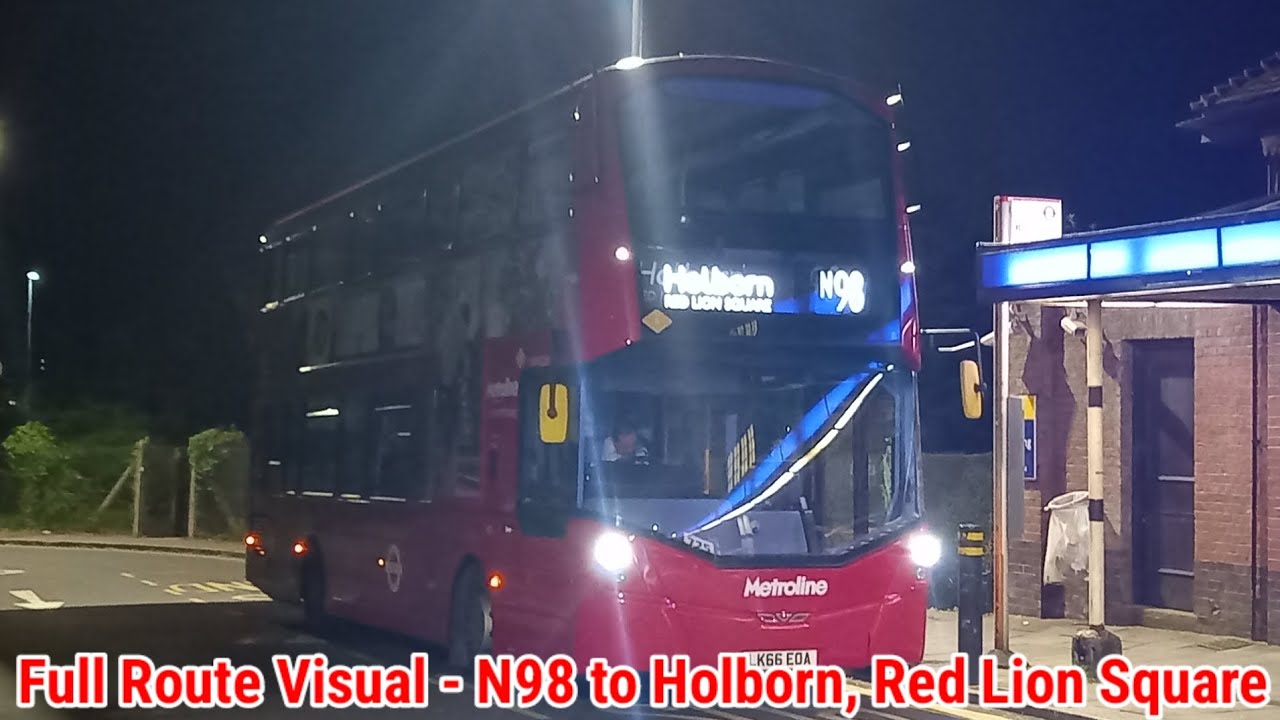 Full Route Visual | London Bus Route N98 - Stanmore to Holborn, Red Lion Square | (VWH2226) LK66EOA