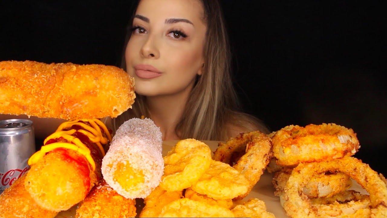 KORE USULÜ CORN DOG, MOZZARELLA DEV SOĞAN HALKASI, NUGGET | KOREAN CORN DOG  | TÜRKÇE ASMR MUKBANG
