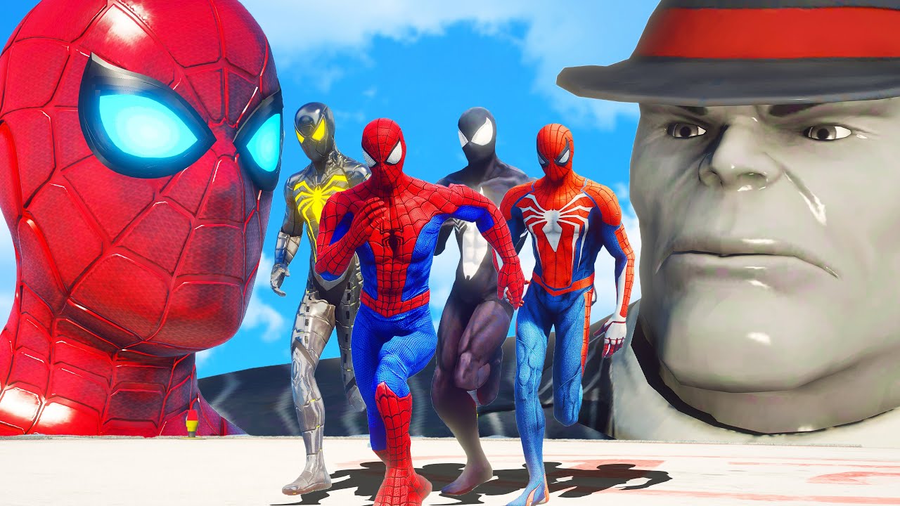 Spider Team VS Mr Fixit Grey Hulk & Spider Man PS4 & Iron Spider Suit & Giant Spider Man Epic Battle