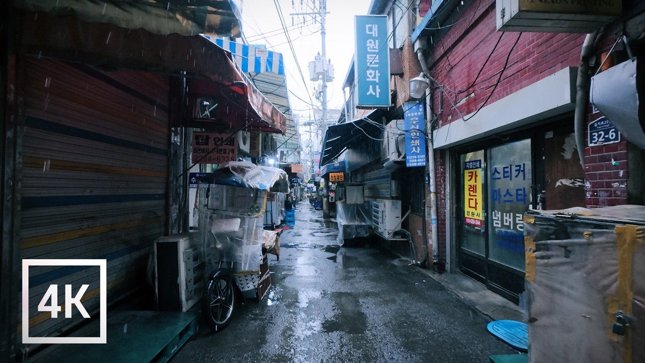 Lost in Eulji-ro, Seoul 🌧️ | Seoul's hidden alleys |  Walking Tour with City Sounds ASMR | 4K HDR